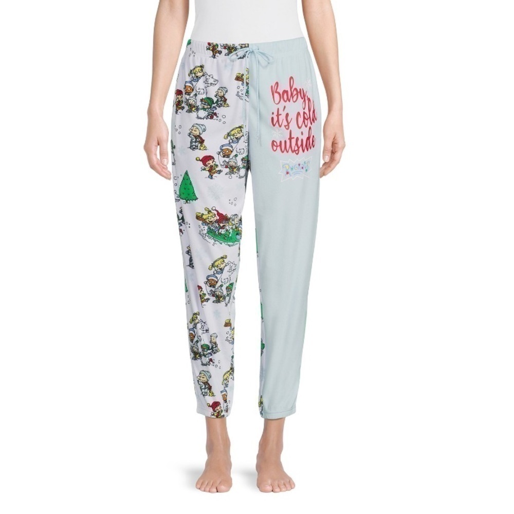 Rugrats Christmas Joggers NEW Sleep Pants Pockets Nickelodeon XL Blue White
